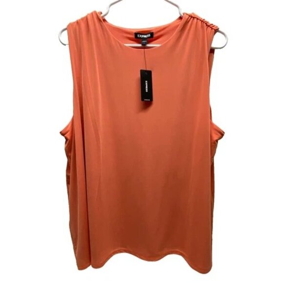 Express Career Tank Women's Large Sleeveless Peach Chiffon Fully Lined NWT - Picture 1 of 8